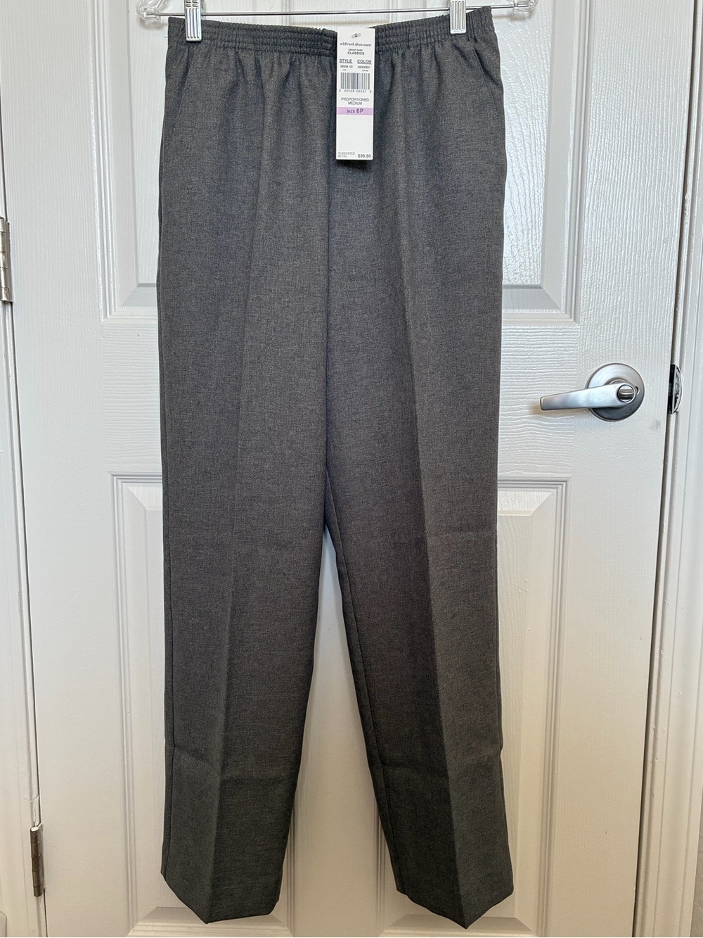 Alfred Dunner Charcoal Gray Elastic-Waist Dress Pants